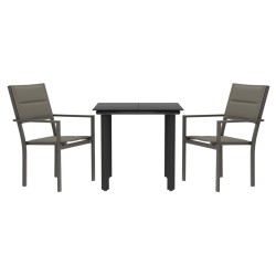 Ensemble à manger de jardin 3 pcs noir textilène et acier 