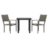 Ensemble à manger de jardin 3 pcs noir textilène et acier 