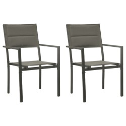 Ensemble à manger de jardin 3 pcs noir textilène et acier 