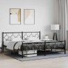 Cadre de lit métal sans matelas avec pied de lit noir 200x200cm 