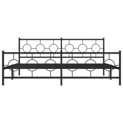 Cadre de lit métal sans matelas avec pied de lit noir 200x200cm 