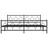 Cadre de lit métal sans matelas avec pied de lit noir 200x200cm 