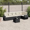 Salon de jardin 7 pcs avec coussins noir résine tressée 