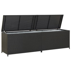 Boîte de rangement de jardin résine tressée 200x50x60 cm noir 