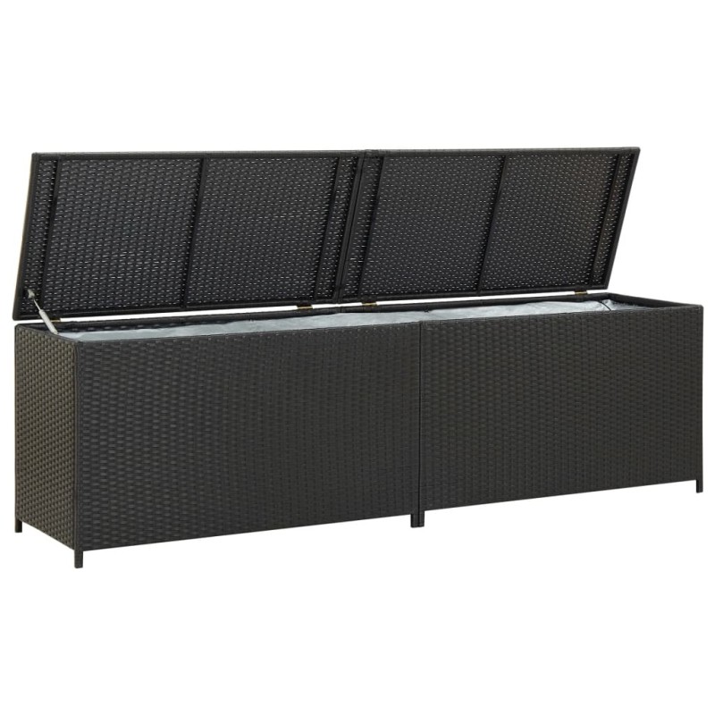 Boîte de rangement de jardin résine tressée 200x50x60 cm noir 