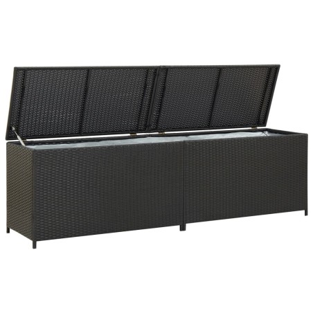 Boîte de rangement de jardin résine tressée 200x50x60 cm noir 