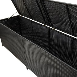 Boîte de rangement de jardin résine tressée 200x50x60 cm noir 
