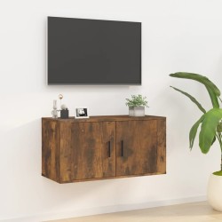 Meuble TV mural Chêne fumé 80x34,5x40 cm 