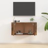 Meuble TV mural Chêne fumé 80x34,5x40 cm 