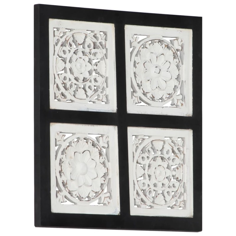 Panneau mural sculpté à la main MDF 40x40x1,5 cm Noir et blanc 