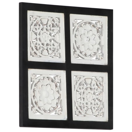 Panneau mural sculpté à la main MDF 40x40x1,5 cm Noir et blanc 