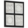 Panneau mural sculpté à la main MDF 40x40x1,5 cm Noir et blanc 