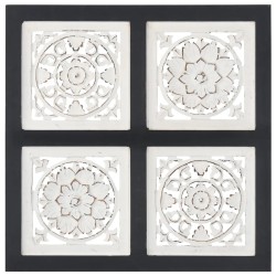 Panneau mural sculpté à la main MDF 40x40x1,5 cm Noir et blanc 