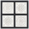 Panneau mural sculpté à la main MDF 40x40x1,5 cm Noir et blanc 