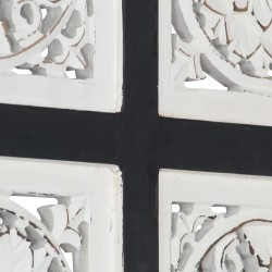 Panneau mural sculpté à la main MDF 40x40x1,5 cm Noir et blanc 