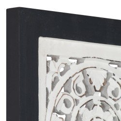 Panneau mural sculpté à la main MDF 40x40x1,5 cm Noir et blanc 