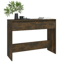 Table console chêne fumé 100x35x76,5 cm bois d'ingénierie 