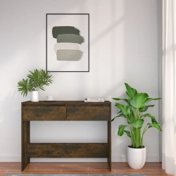 Table console chêne fumé 100x35x76,5 cm bois d'ingénierie 