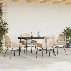 Ensemble à manger jardin coussins 5pcs marron poly rotin verre 
