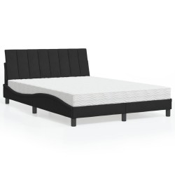 Lit avec matelas noir 140x200 cm velours 