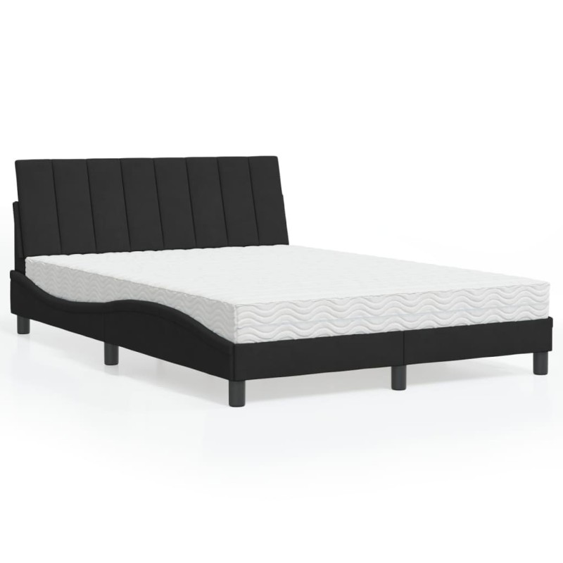 Lit avec matelas noir 140x200 cm velours 
