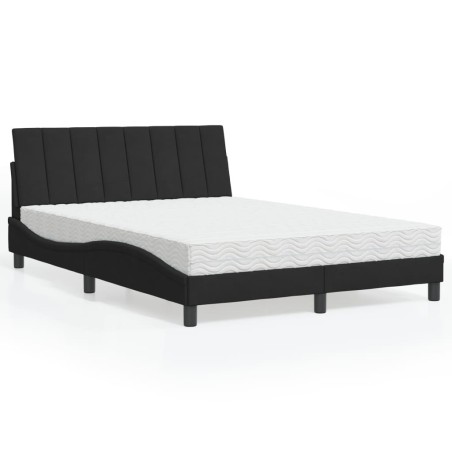 Lit avec matelas noir 140x200 cm velours 