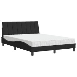Lit avec matelas noir 140x200 cm velours 
