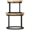 Tables d'appoint rondes 2 pcs Bois de manguier solide et acier 