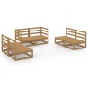 Salon de jardin 6 pcs marron miel bois de pin massif 