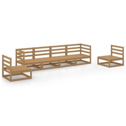 Salon de jardin 6 pcs marron miel bois de pin massif 
