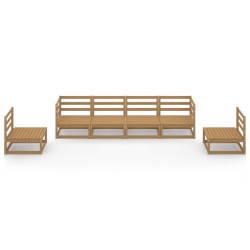 Salon de jardin 6 pcs marron miel bois de pin massif 