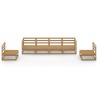 Salon de jardin 6 pcs marron miel bois de pin massif 