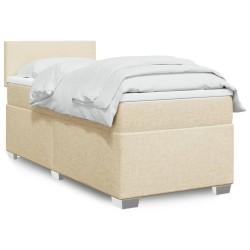 Sommier à lattes de lit et matelas Crème 90x190 cm Tissu 