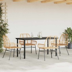 Ensemble à manger jardin 5pcs marron poly rotin verre 
