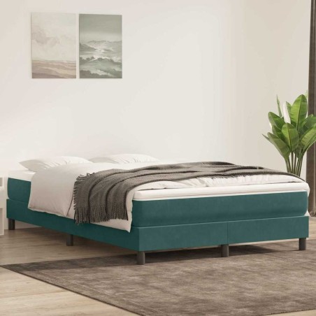 Sommier à lattes de lit et matelas vert foncé 140x220cm velours 