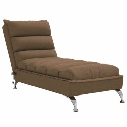 Chaise longue de massage avec coussins marron tissu 