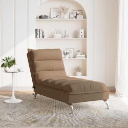 Chaise longue de massage avec coussins marron tissu 