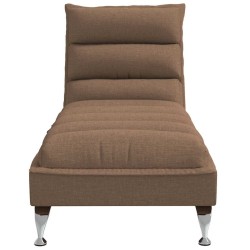 Chaise longue de massage avec coussins marron tissu 