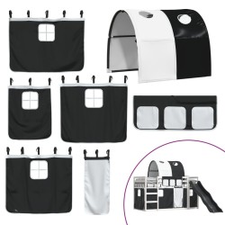 Lit superposé sans matelas avec toboggan blanc noir 90x200 cm 