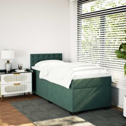 Sommier à lattes de lit avec matelas Vert foncé 100x200 cm 