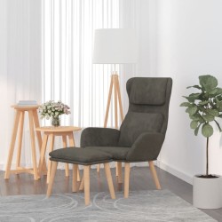Chaise de relaxation avec tabouret Gris foncé Velours 