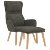 Chaise de relaxation avec tabouret Gris foncé Velours 