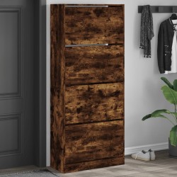 Armoire à chaussures 4 tiroirs rabattables chêne fumé 