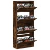 Armoire à chaussures 4 tiroirs rabattables chêne fumé 