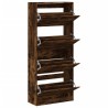 Armoire à chaussures 4 tiroirs rabattables chêne fumé 