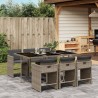 Ensemble à manger de jardin et coussins 7 pcs gris rotin 