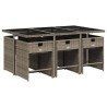 Ensemble à manger de jardin et coussins 7 pcs gris rotin 