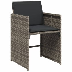 Ensemble à manger de jardin et coussins 7 pcs gris rotin 