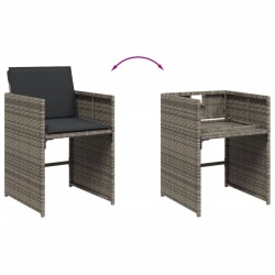 Ensemble à manger de jardin et coussins 7 pcs gris rotin 