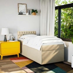 Sommier à lattes de lit et matelas Crème 90x190 cm Tissu 